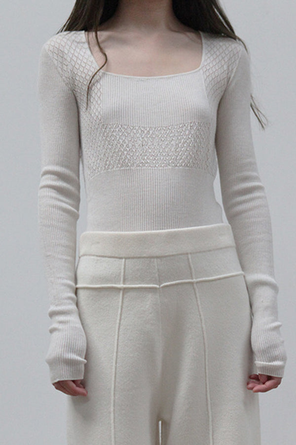 SWAYING/KNIT Seamless Cashmere Top SW212SZ02 White PS8